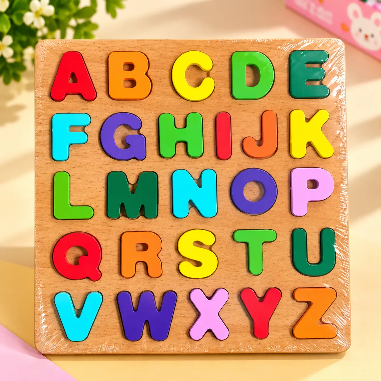 Wooden Alphabet Puzzle Board 26 Letters – Colorful A to Z Educational Learning Toy for Kids