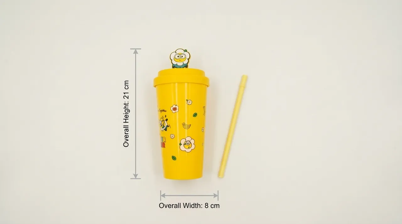 520ML Plastic Tumbler Bottle with Straw & Handle
