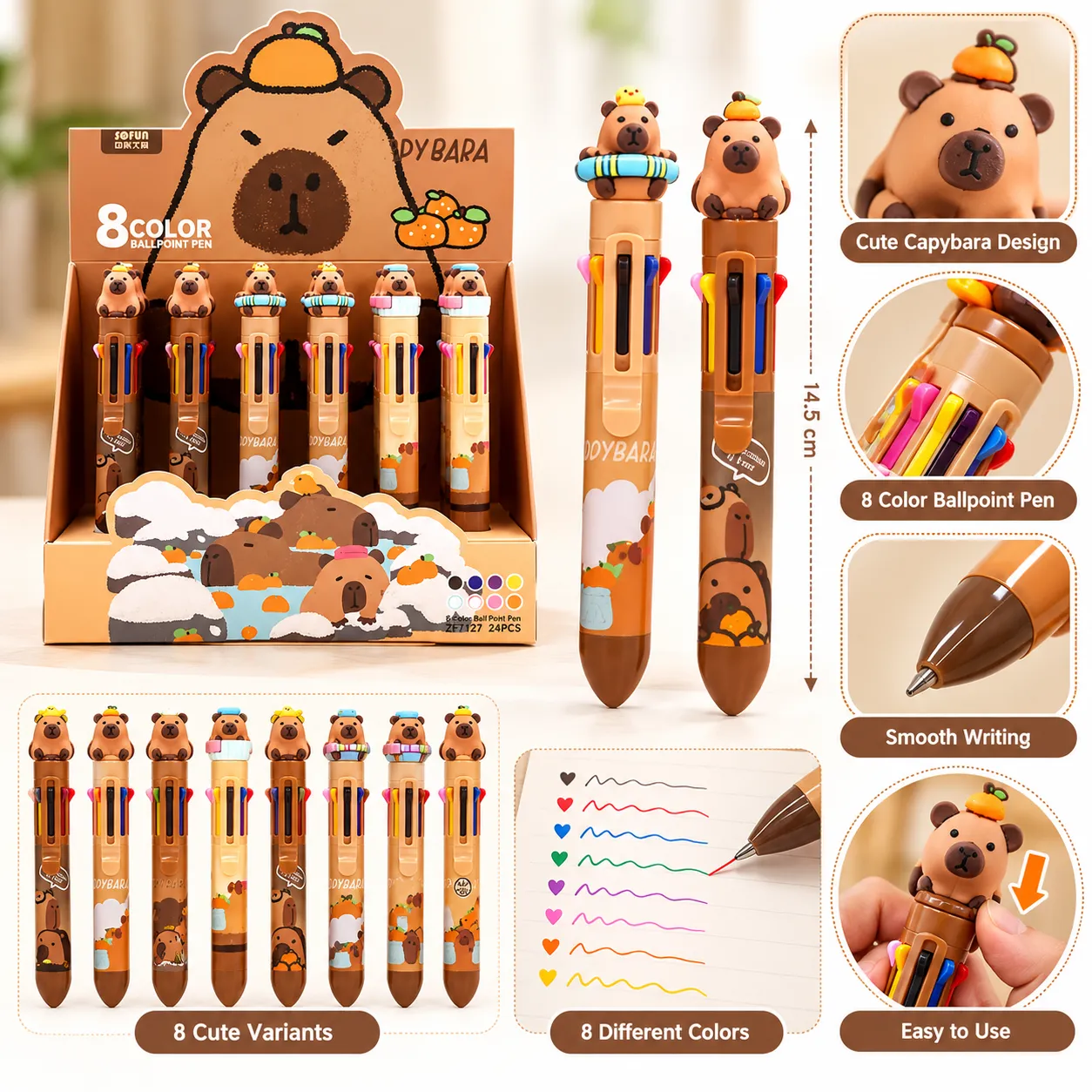 Happy Baking Series Mimi Bara 8-Color Ballpoint Pen PDQ