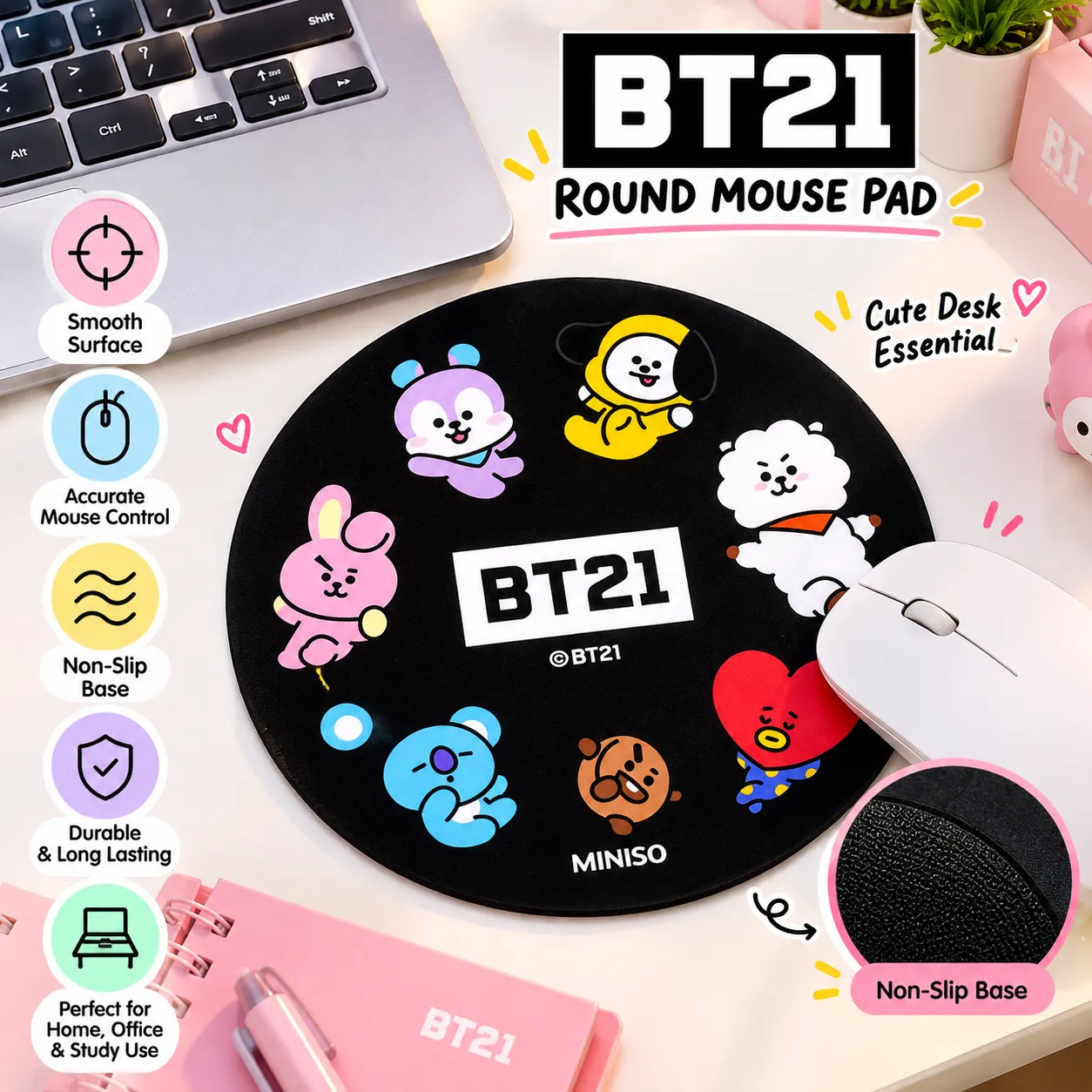 BT21 Collection Mouse Pad  (Round)