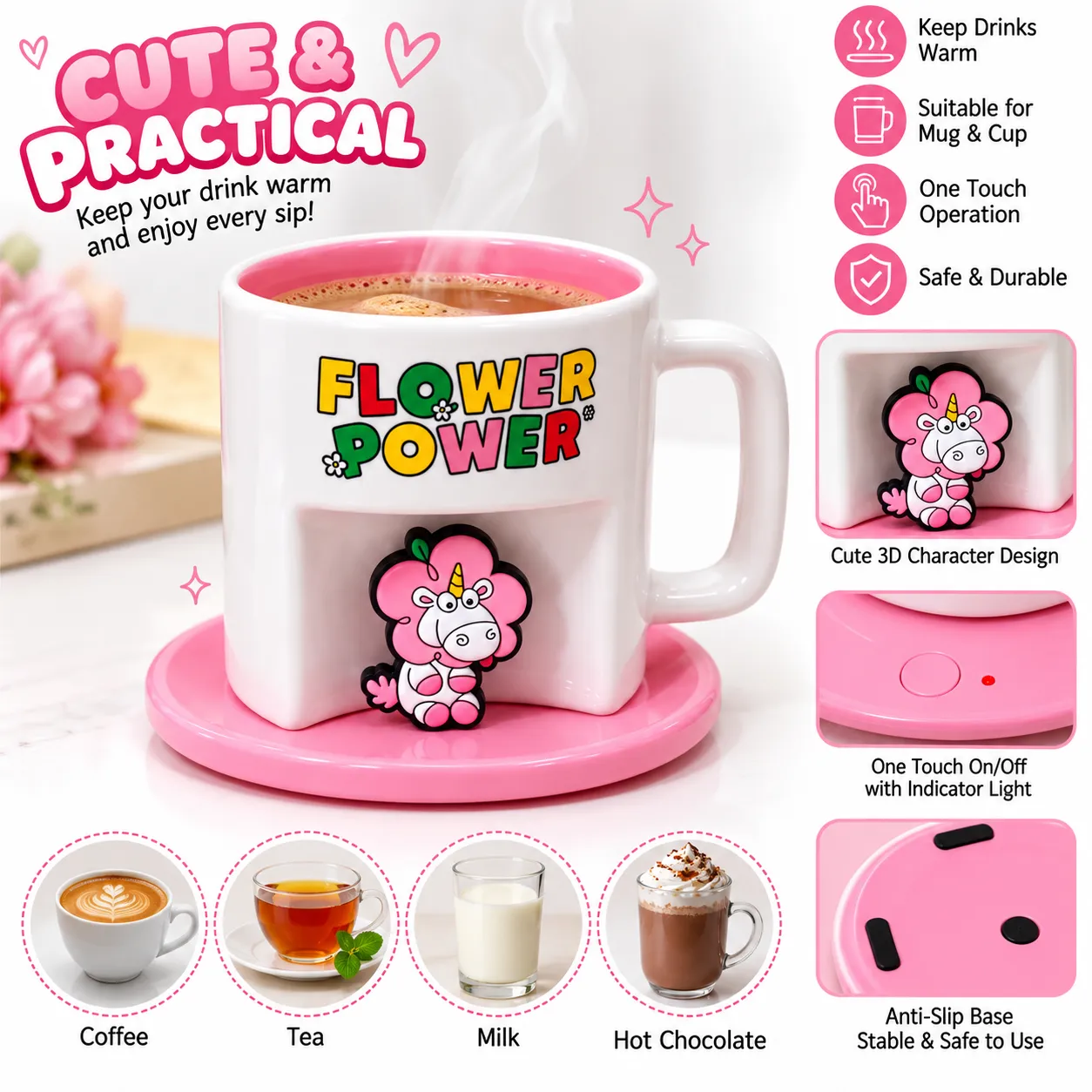 Daisy Minions Collection Ceramic Cup with Cartoon Coaster (390mL)