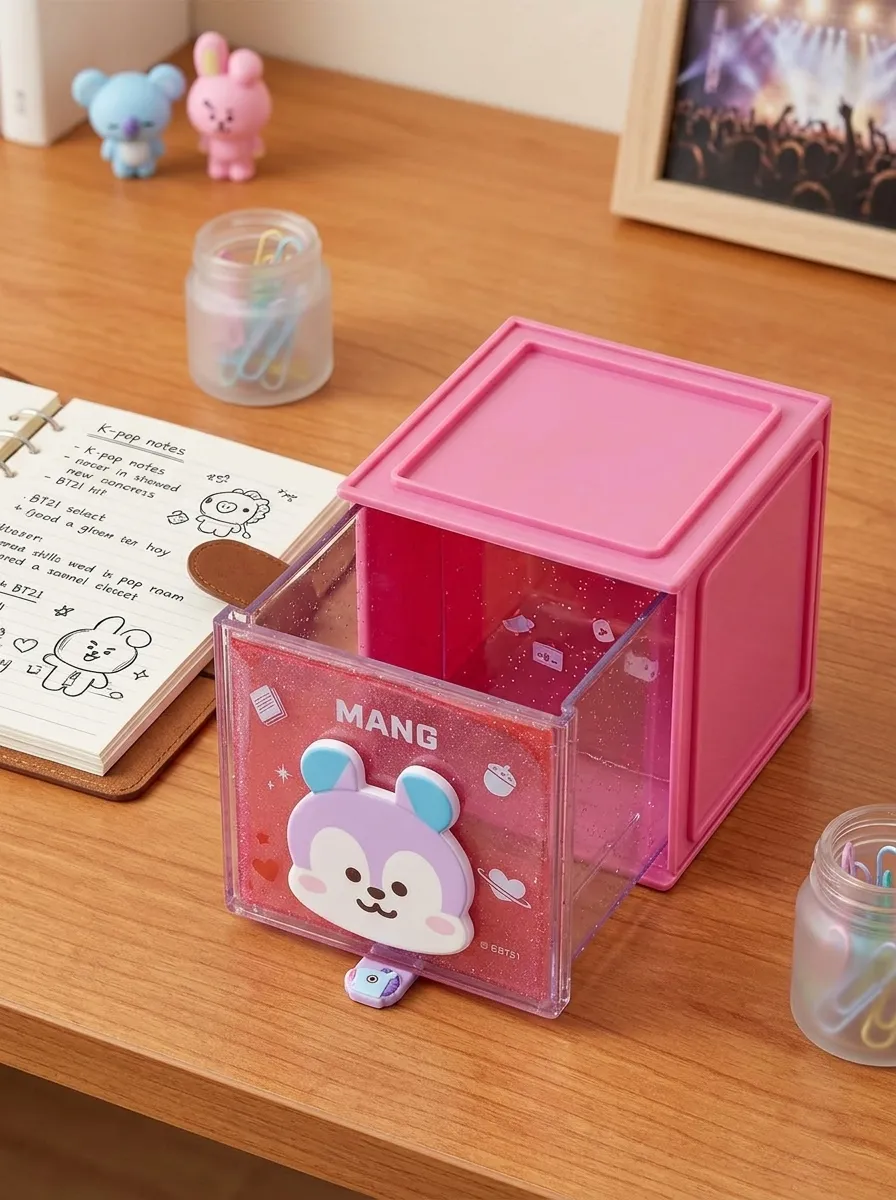 BT21 Collection Small Storage Cube – Cute Cartoon Organizer Box for Home & Desk