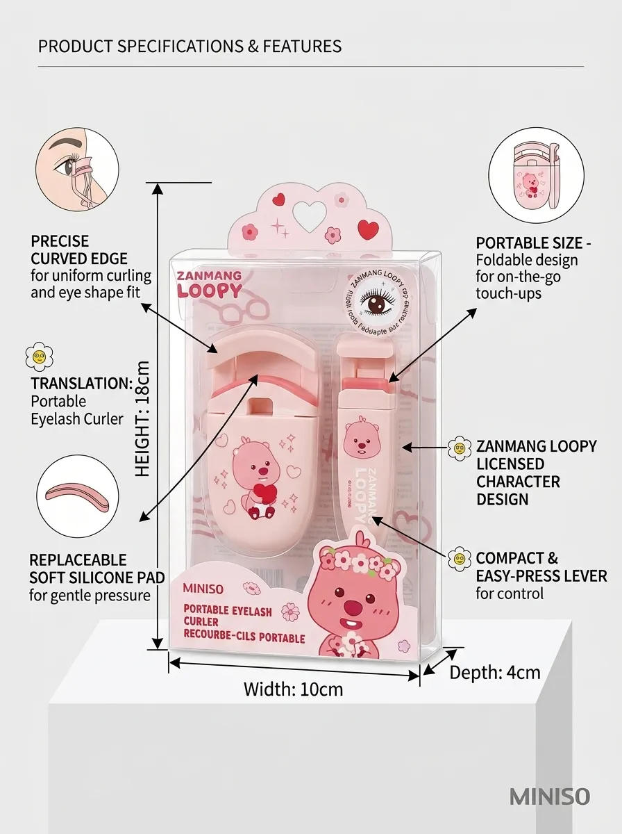Zanmang Loopy Collection Lash Curler Set for Eyelash Styling – Pink Plastic Beauty Tool