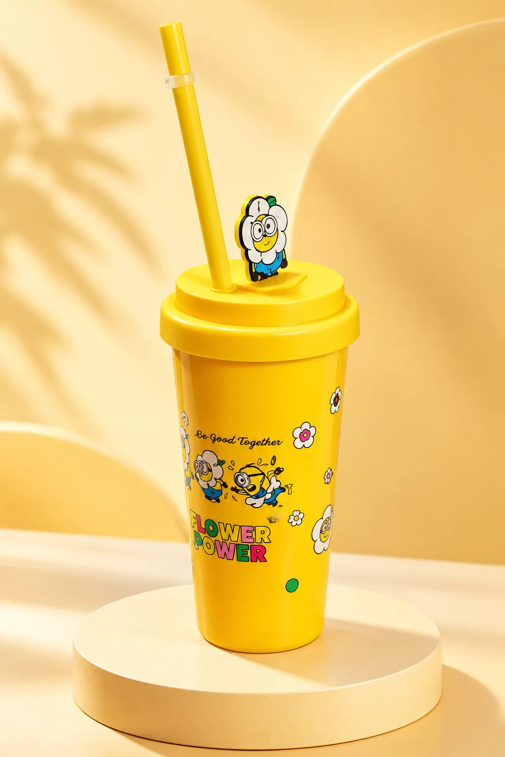 520ML Plastic Tumbler Bottle with Straw & Handle